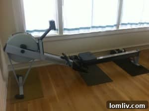 Ergometer with a view in upstairs laundry room