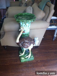 Ostrich tables flanking chairs