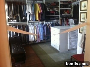 Spacious master closet, possibly a former porch