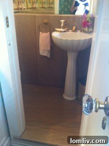 Tiny marble powder room