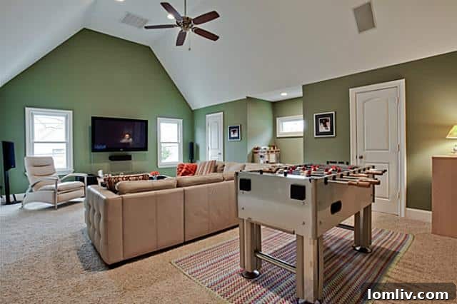 Spacious and bright game room above the garage, 2805 Rosedale