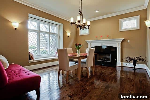 Sophisticated formal dining room with chandelier and wainscoting, 2805 Rosedale