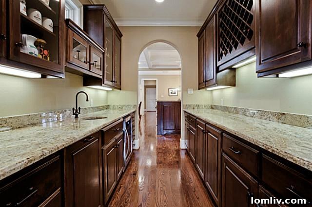 Luxurious wet bar and butler's pantry with wine fridge, 2805 Rosedale