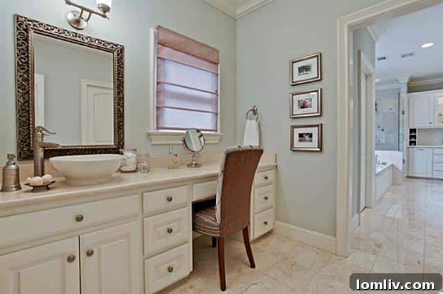 Elegant separate vanity in master suite hallway, 2805 Rosedale
