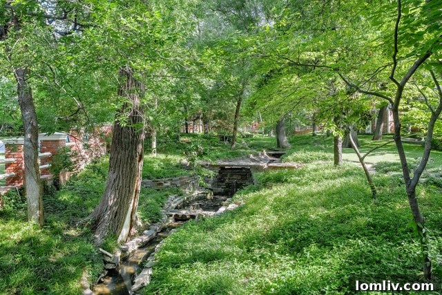 Beautifully manicured pathways winding through the grounds of 9250 Meadowbrook