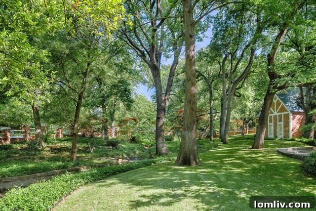 Serene creek flowing through the private estate at 9250 Meadowbrook