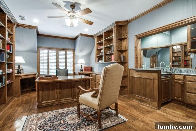 2304-Provine-study - Elegant Home Office with Built-in Bookshelves and Desk