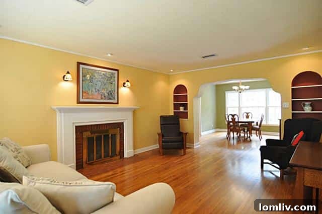 Cozy living room with fireplace at 1214 Tucker Street