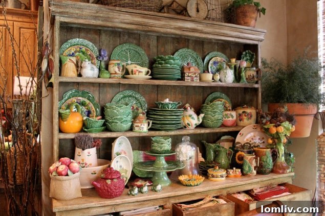 Exquisite Majolica pottery on display at an estate sale