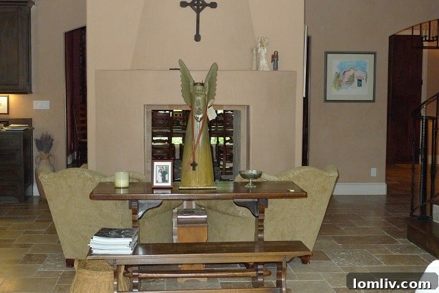 Unique Kiva Fireplace, a distinctive feature of the renovated home