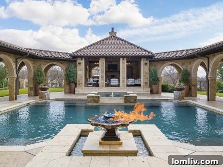 Stunning Mediterranean Courtyard with Pool and Fire Feature in Fort Worth