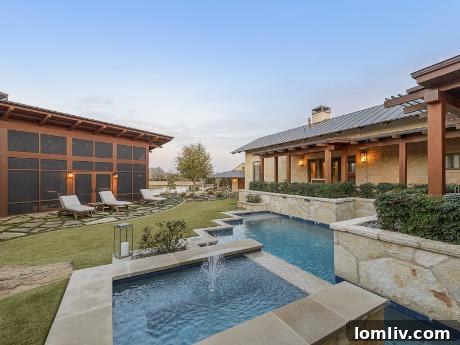 Gorgeous Multi-tiered Pool and Patio in Vaquero's Hill Country Modern Home