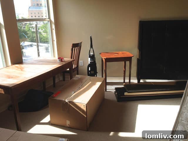 The empty condo symbolizes a move left in limbo due to unreliable movers.