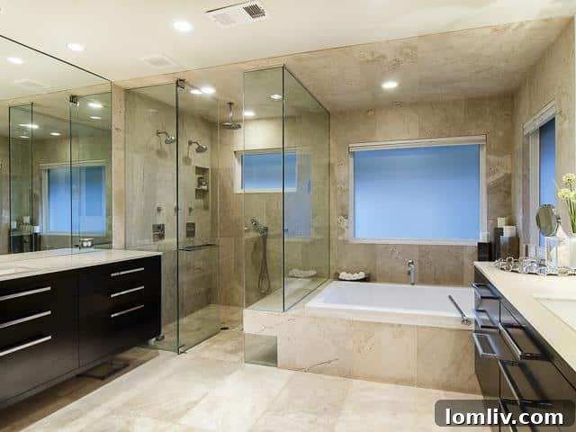 Spa-like Master Bathroom with Rainfall Shower and Soaking Tub