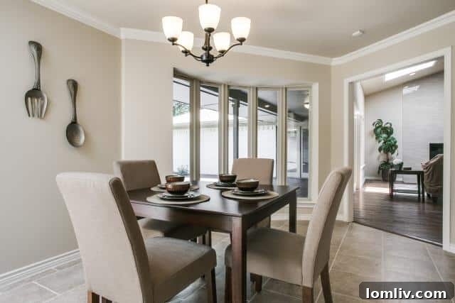 Bright breakfast nook area in the Dallas home, perfect for morning meals