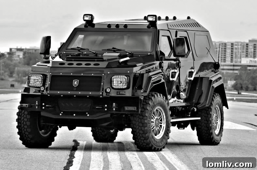 Armored plating and bulletproof glass on a vehicle, suggesting enhanced security measures for Highland Park.