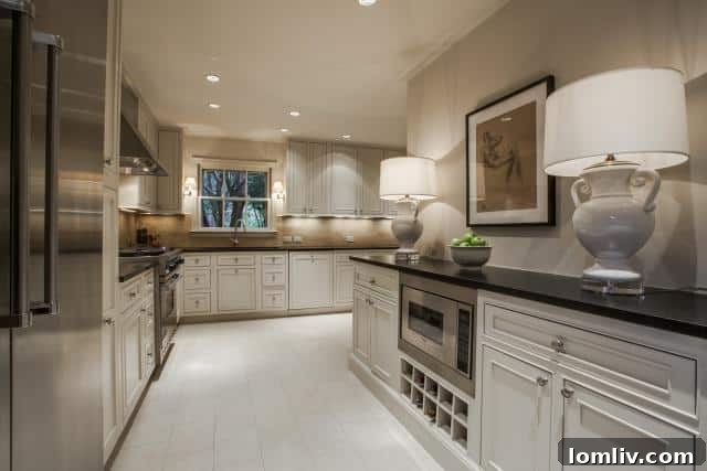 Gourmet Kitchen with Black Leather Granite Countertops