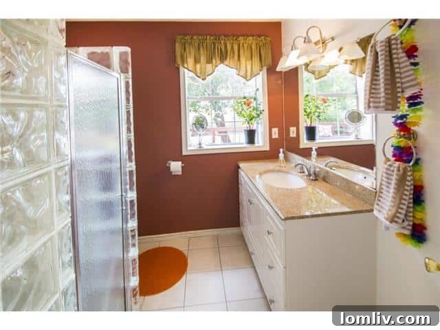 Bathroom with Glass Block Shower and Renovation Potential