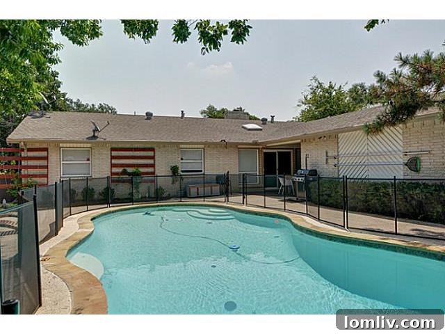 Private Swimming Pool with Security Fence in Dallas Backyard
