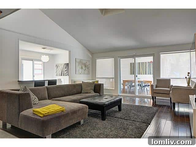 Bright Family Room Connecting to Kitchen in Dallas Home