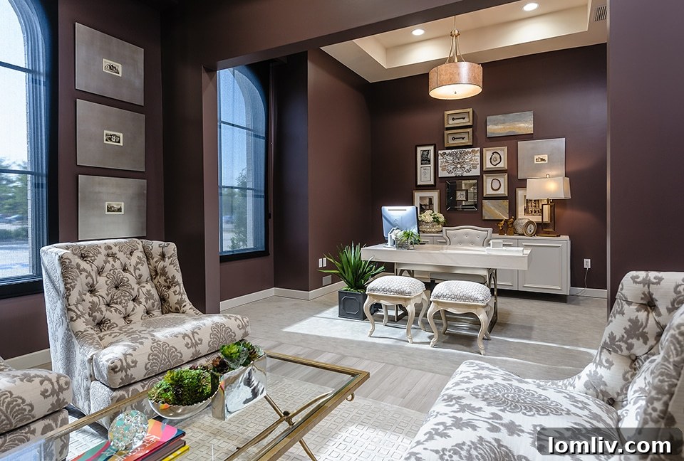 Elegant lounge area within the new Ebby Halliday Southlake office, designed for comfort and collaboration.