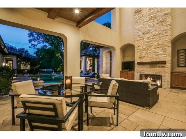 Spacious loggia with an outdoor fireplace, perfect for relaxing