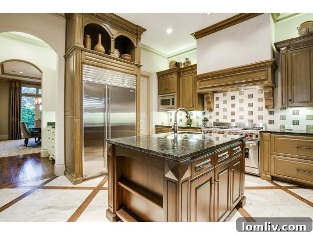 Elegant kitchen island with seating and modern light fixtures