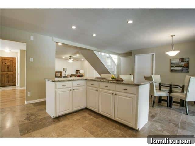Modern Kitchen with Gas Cooktop, Granite Counters, and Double Ovens