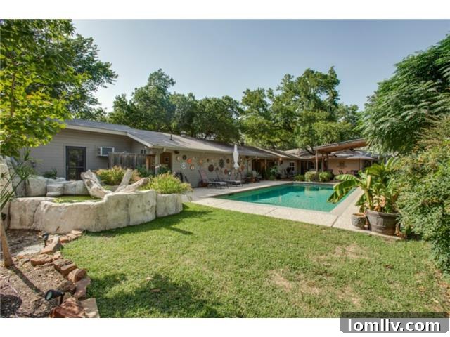 Lush Backyard with Pool and Landscaping in Kiestwood