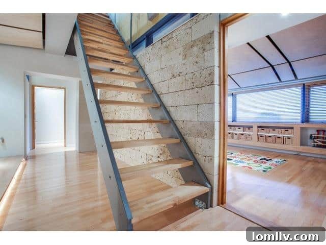 Stylish staircase connecting levels