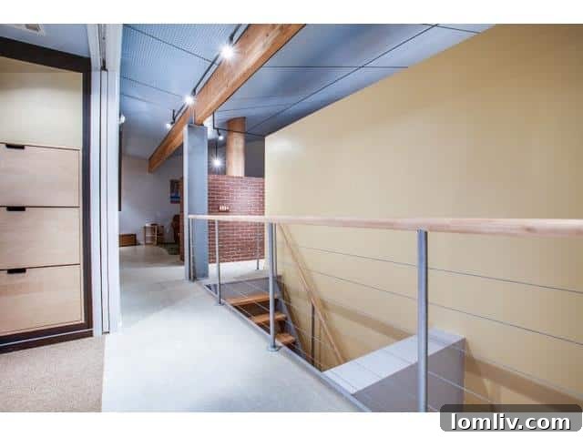 Modern interior hallway with natural light
