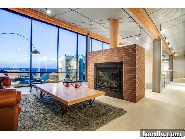 Contemporary living room with large windows