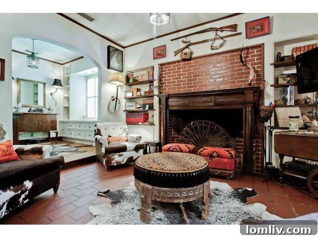 Another view of a secondary living space, highlighting the unique textures and bohemian charm of this University Park rental.