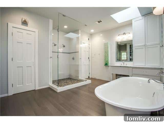 4420 Windsor Parkway Master Bathroom View 1 - Freestanding tub and frameless glass shower
