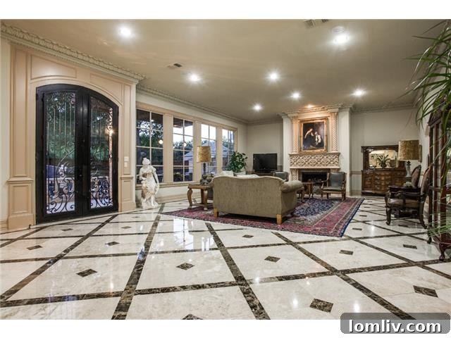 Beyond Grand: Preston Hollow's Mediterranean Villa, Brady Bunch-Sized and Stunning 11 6326 Lakehurst Dallas - Open Concept Family Room View