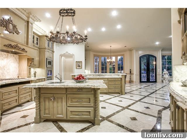 Beyond Grand: Preston Hollow's Mediterranean Villa, Brady Bunch-Sized and Stunning 15 6326 Lakehurst Dallas - Kitchen Countertop and Sink Area