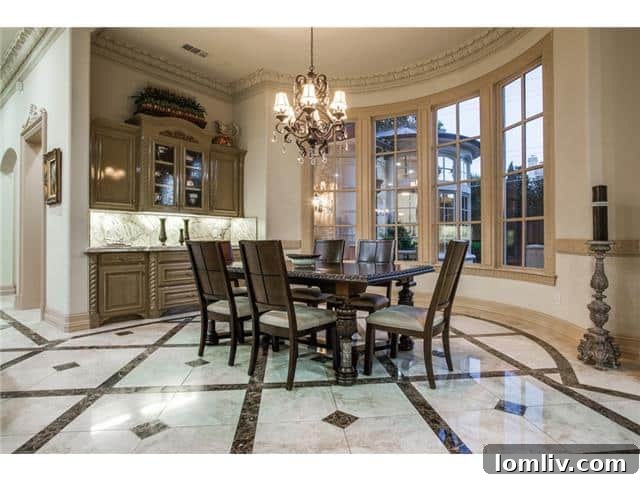 Beyond Grand: Preston Hollow's Mediterranean Villa, Brady Bunch-Sized and Stunning 16 6326 Lakehurst Dallas - Bright Breakfast Nook