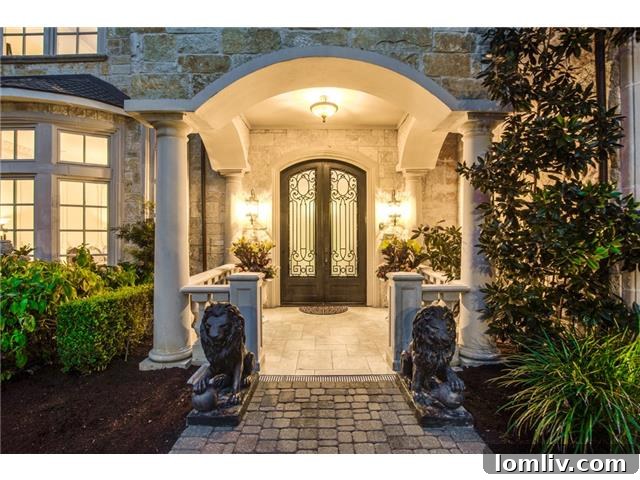 Beyond Grand: Preston Hollow's Mediterranean Villa, Brady Bunch-Sized and Stunning 3 6326 Lakehurst Dallas - Entryway with Double Staircase