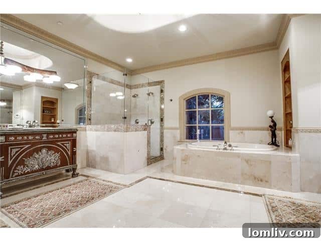 Beyond Grand: Preston Hollow's Mediterranean Villa, Brady Bunch-Sized and Stunning 22 6326 Master Bath Dallas - Secondary Bathroom Design