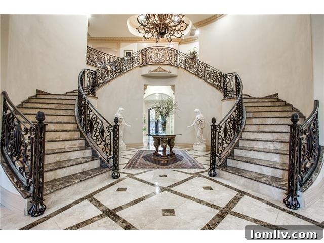 Beyond Grand: Preston Hollow's Mediterranean Villa, Brady Bunch-Sized and Stunning 4 6326 Lakehurst Dallas - Foyer Detail