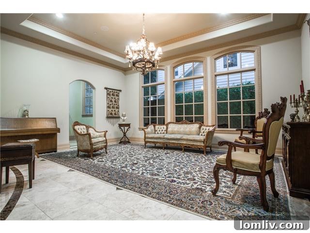 Beyond Grand: Preston Hollow's Mediterranean Villa, Brady Bunch-Sized and Stunning 7 6326 Lakehurst Dallas - Formal Living Room