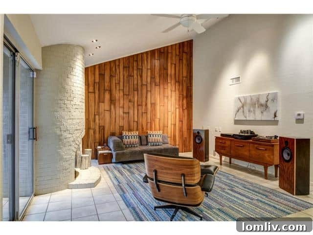 9221 Shoreview Family Room with Reclaimed Wood Feature Wall