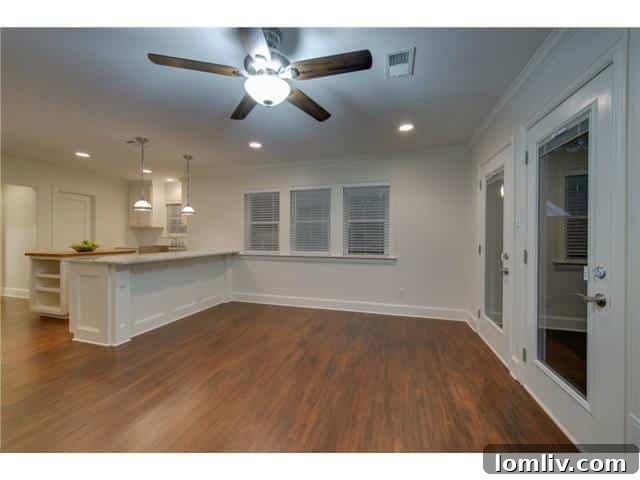 1210 N. Winnetka Den and Kitchen Layout - Seamless transition for casual living