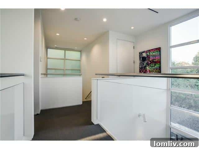 Modern Stairway Landing with Artistic Elements