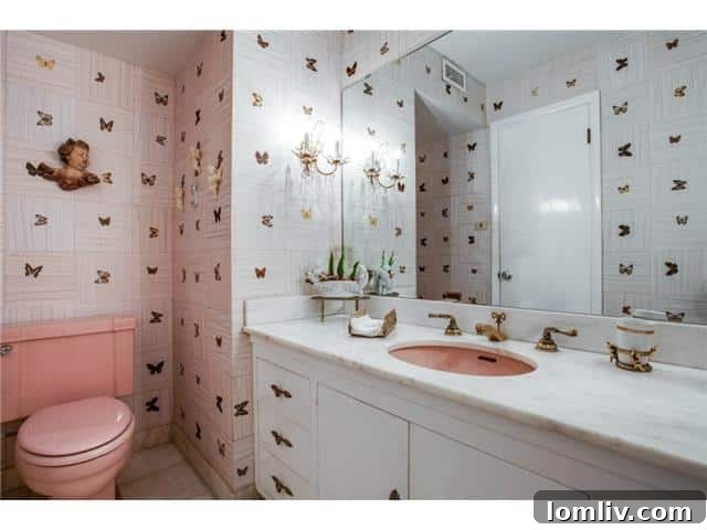 Guest Bathroom with Distinctive Midcentury Tiles and Fixtures