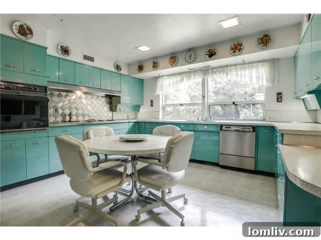 Detailed View of Vintage Kitchen Appliances and Cabinetry
