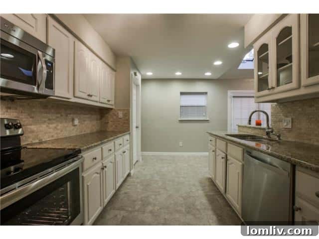 Close-up of granite countertops and kitchen detail in the contemporary Richardson home