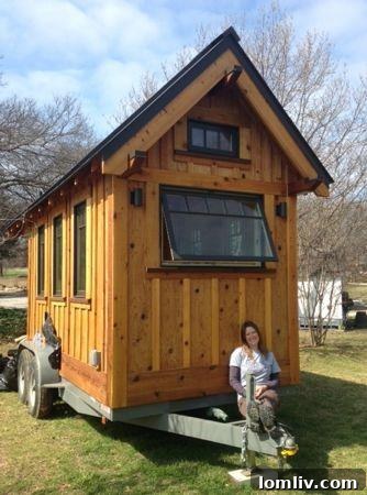 BA Norrgard's tiny house on tour, promoting minimalist living in Dallas.