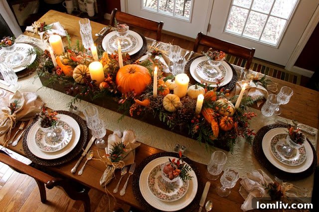 Elegant Thanksgiving Tablescape with Wooden Box Centerpiece and Candles