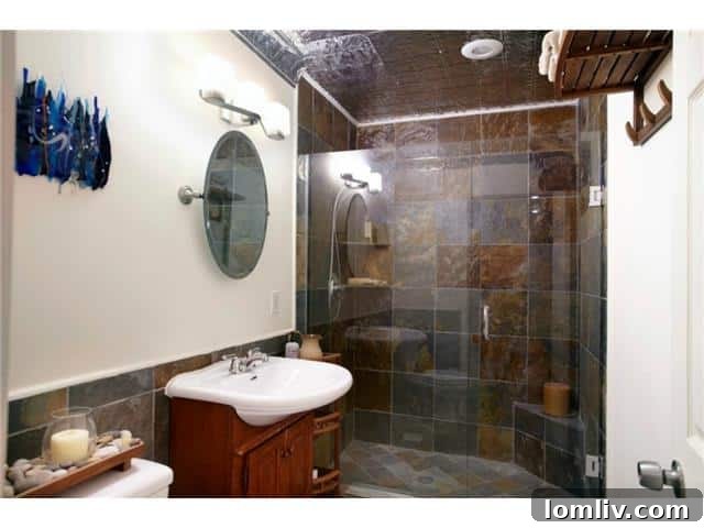 Contemporary Bathroom with Unique Tiling